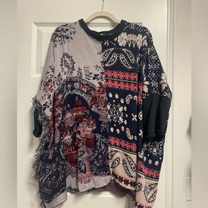 Free People Pieced with Paisley Tunic Sweater Sz Xs/S